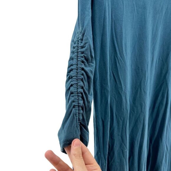Garnet Hill Dress‎ Teal Blue Long Sleeve Ruched Sleeve Casual XS - Picture 4 of 8